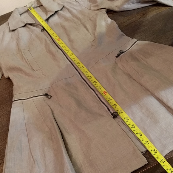 Sarah Pacini beige / tan coated linen jacket - Picture 7 of 7